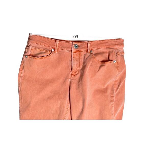 J. Jill Authentic Fit Crop Petites Jeans 8P Light Orange Casual Coastal Pastel - Picture 8 of 11
